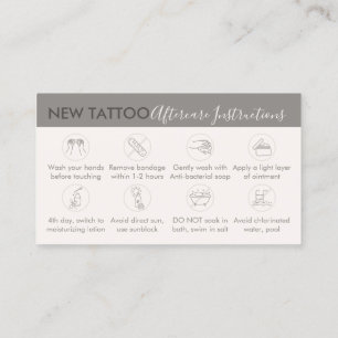 Cream Beige Body Art Aftercare Instructions Tattoo Business Card