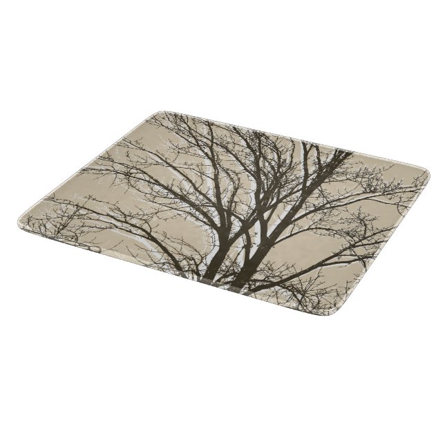 Cream Beige Brown White Tree Branches  Cutting Board (Corner)