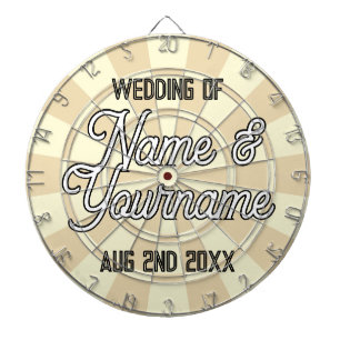 Cream Beige Colour Your Wedding Names and Date Dartboard