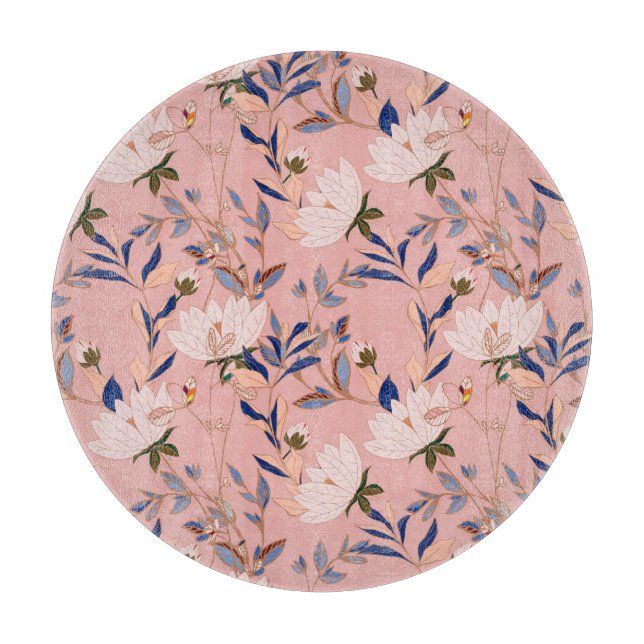Cream Beige Lilies: Pink Seamless Background Cutting Board (Front)