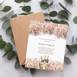 Cream beige roses bubbly Bridal Shower invitation