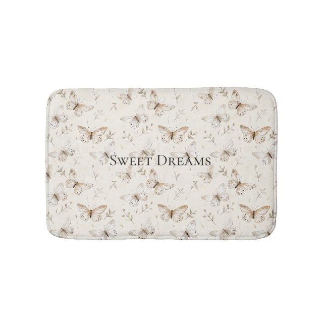 Cream Beige Sand Butterflies Bath Mat (Front)