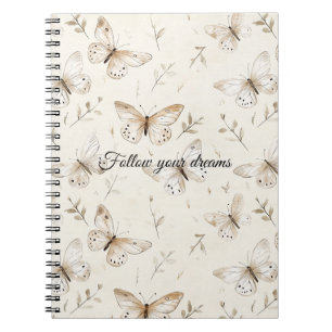 Cream Beige Sand Butterflies Notebook