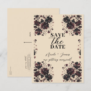 Cream Beige Vintage Shabby Chic Moody Floral Announcement Postcard