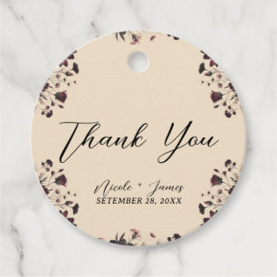 Cream Beige Vintage Shabby Chic Moody Floral Favour Tags