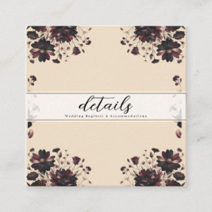 Cream Beige Vintage Shabby Chic Moody Floral  Square Business Card