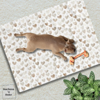 Cream Beige Watercolor Hearts Pattern Pet  Fleece Blanket