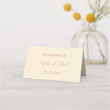 Cream Beige Wedding Folded Place Card