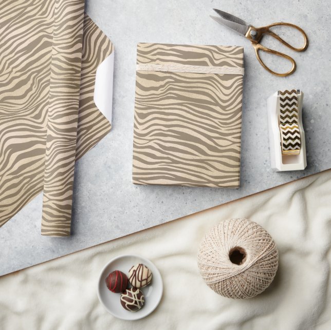 Cream Beige Zebra Print Wrapping Paper (Crafts)