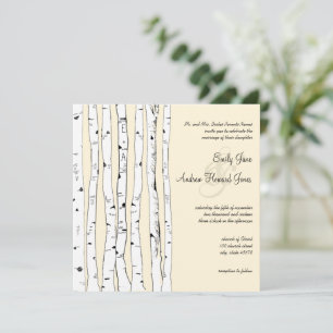 Cream Birch Tree Wedding Invitations