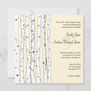 Cream Birch Tree Wedding Invitations