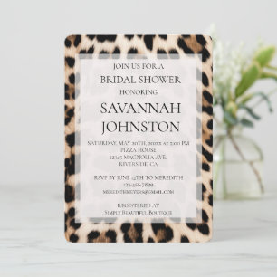 Cream Black Brown Leopard Bridal shower Invitation