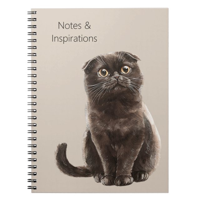Cream Black Cat   Notebook (Front)