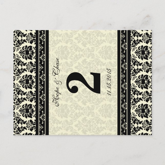 Cream & Black Damask Postcard (Front)
