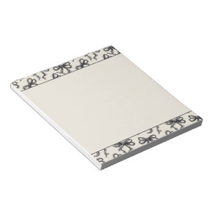Cream Black Faux Lace Bows Notepad
