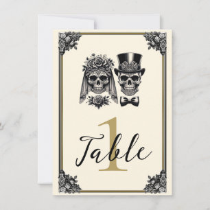 Cream Black & Gold Vintage Skeleton Wedding  Invitation