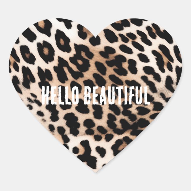 Cream Black Leopard     Heart Sticker (Front)