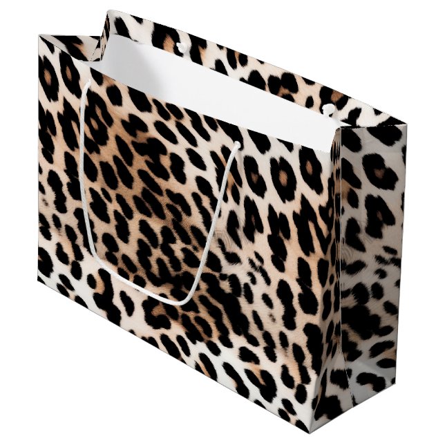 Cream Black Leopard     Large Gift Bag (Front Angled)