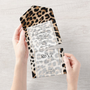 Cream Black Leopard Print All In One Invitation