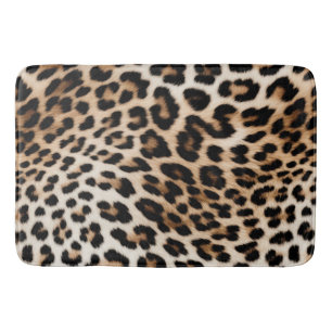 Cream Black Leopard Print Bath Mat