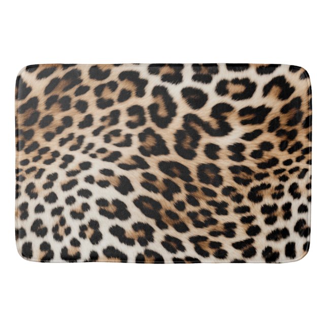 Cream Black Leopard Print Bath Mat (Front)