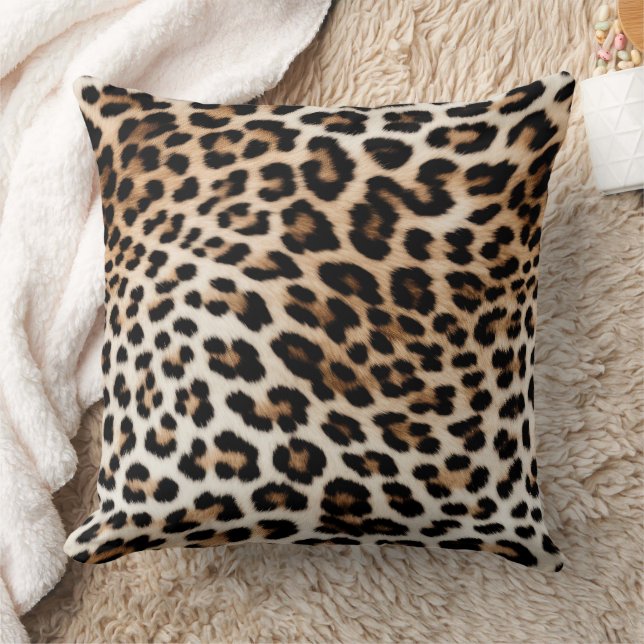 Cream Black Leopard Print Cushion (Blanket)