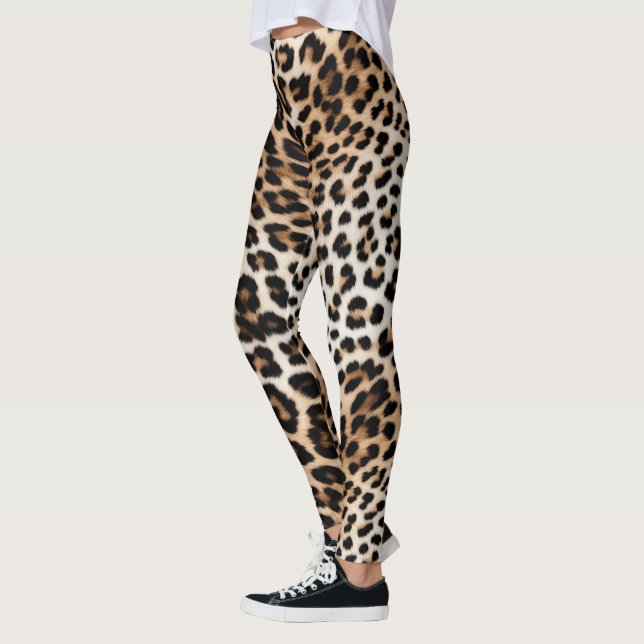 Cream Black Leopard Print Leggings (Left)