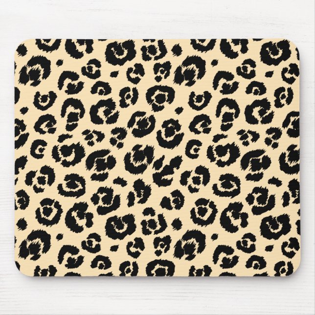 Cream Black Leopard Print Mouse Pad (Front)