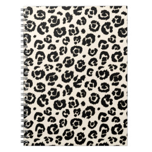Cream Black Leopard Print Notebook
