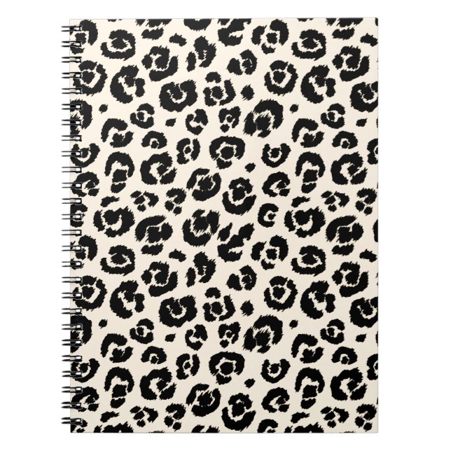 Cream Black Leopard Print Notebook (Front)