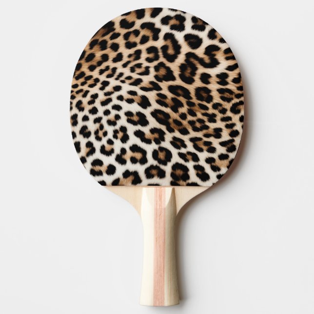 Cream Black Leopard Print Ping Pong Paddle (Front)