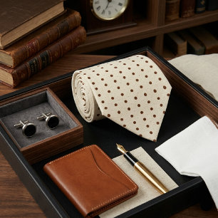 Cream & Black Micro Polka Dot  Tie