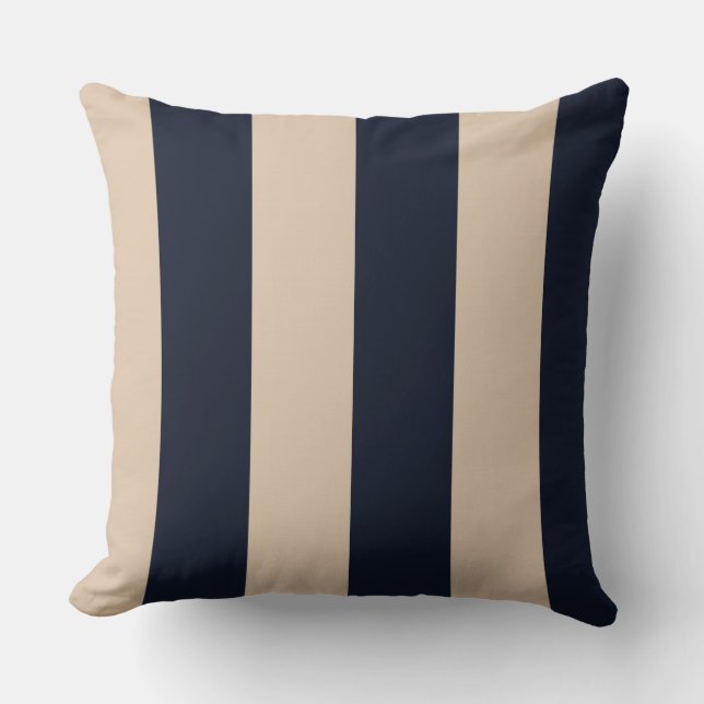 Cream/Black Thick Stripe Reversible Pillow (Front)