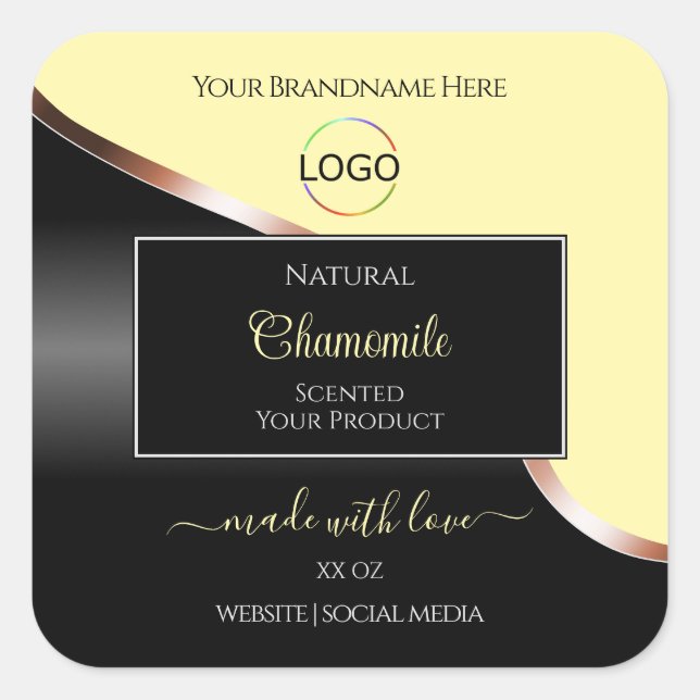 Cream Black Wavy Rose Gold with Logo Product Label (Front)