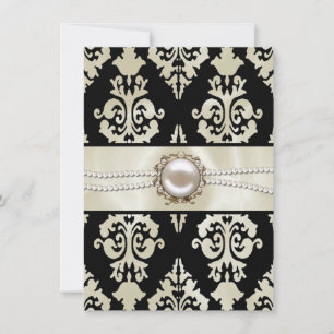 Cream & Black Wedding Rehearsal Dinner Invitation