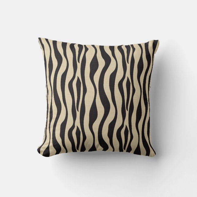 Cream Black Zebra Print Cushion (Front)