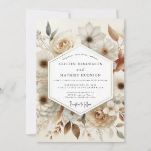 Cream Bloom Romance Wedding Invitation