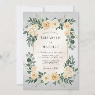 Cream Blossom Flourish Wedding Invitation