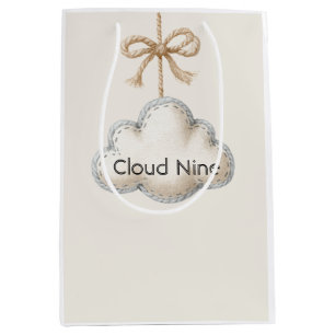 Cream Blue Cloud Nine Baby Shower Medium Gift Bag
