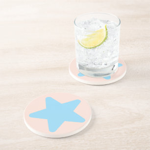 Cream Blue Star Mist Cream Sandstone Stone Coaster