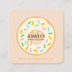 Cream Blush Baked Creative Cookies Doughnut Square Business Card