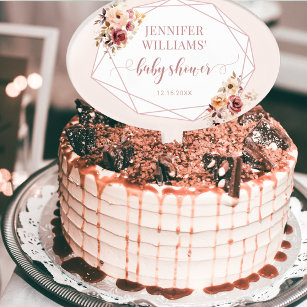 Cream blush floral baby shower Cake topper pick