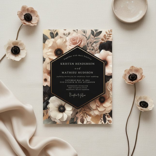 Cream Blush Floral Romance Wedding Invitation (Creator Uploaded)