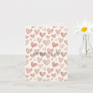 Cream Blush Pink Heart Valentine's Day Card