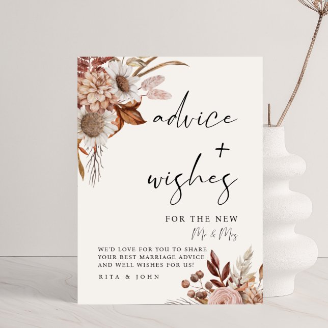 Cream Boho Advice and Wishes Wedding Sign (Creator Uploaded)