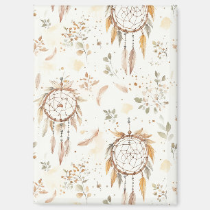 Cream Boho Feathers Dream Catchers Magnet