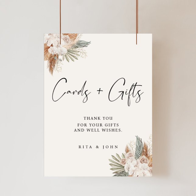 Cream Boho Floral Cards and Gifts Wedding Sign (Creator Uploaded)