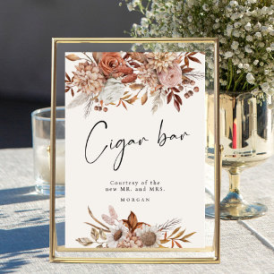 Cream Boho Floral Favour Cigar Bar Wedding Sign