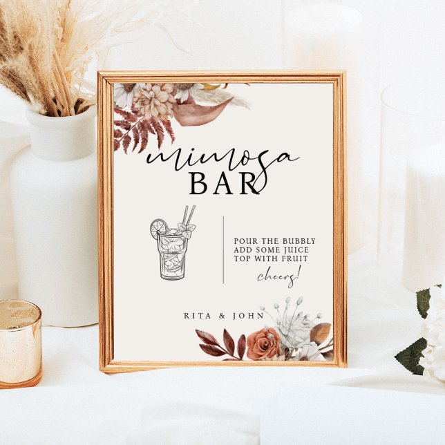 Cream Boho Floral Mimosa Bar Wedding Sign (Creator Uploaded)