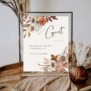 Cream Boho Gents Bathroom Wedding Sign